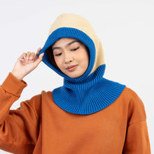 Blue Colorblock Knit Hood