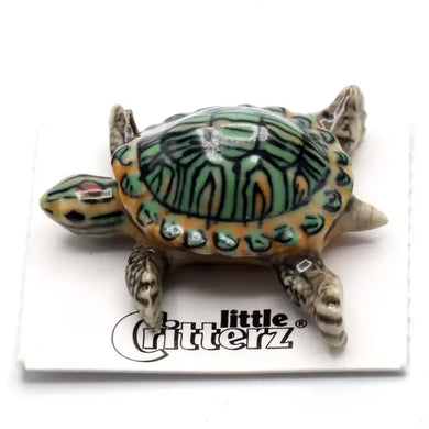 Bask Red-Eared Slider Turtle Porcelain Miniature