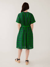 Karissa V-Neck Dress in  Emerald & Blue