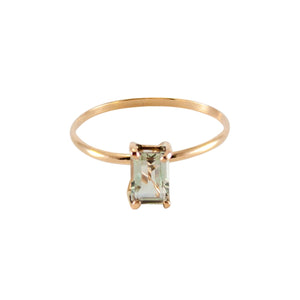 Green Amethyst Four Prong 14K Gold Filled Solitaire Ring (Assorted Sizes)