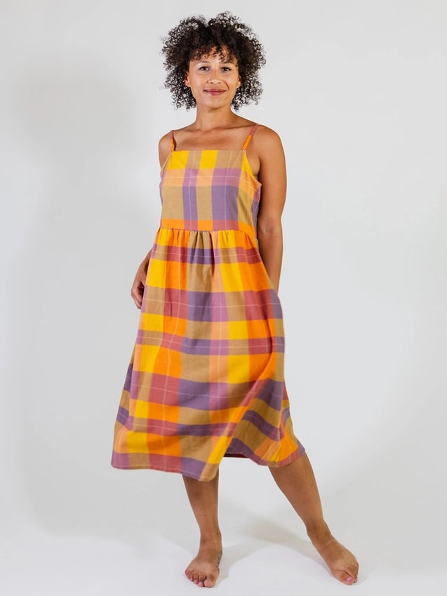 Ivy Midi Dress Sunset Plaid – Curiosity