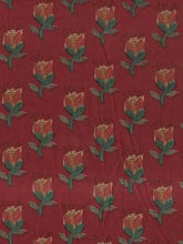 Women’s Cotton Pajama Set--Maroon Buds with Gold