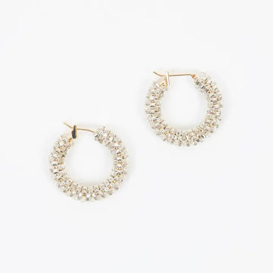 Delica Small Fair Trade Beaded Hoop Earrings - Gold or Silver