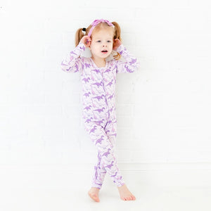 Land Before Bedtime Dinosaur Bamboo Baby Pajamas Convertible Footie - Prehistoric Purple