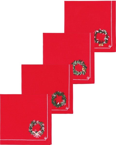 Christmas Wreaths Napkins (Set of 4)