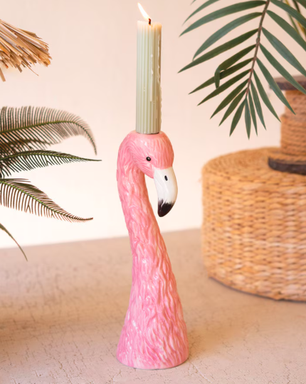 Ceramic Flamingo Taper Candle Holder
