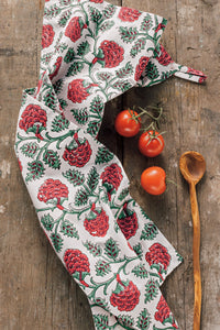 Carnation Hand Block Printed Apron