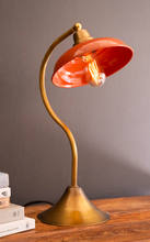 Antique Brass Table Lamps with Enamel Shades