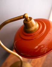 Antique Brass Table Lamps with Enamel Shades
