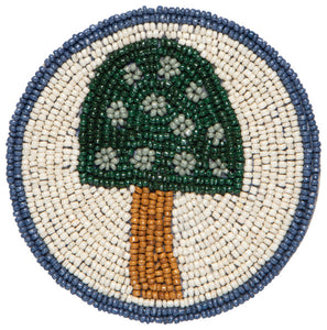 Hand-Beaded Mushroom Coasters (Set of 4)