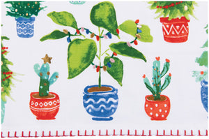 Jingle Plants Embroidered Holiday Tea Towel/Dishtowel