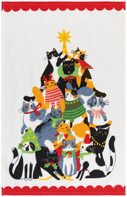 Kitty Carol Christmas Dishtowel