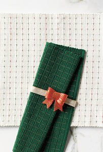 Natural Red Green Ribbed Christmas Table Runner