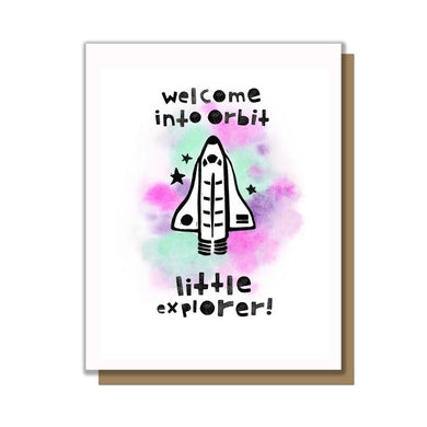 Welcome Into Orbit Baby Greeting Card
