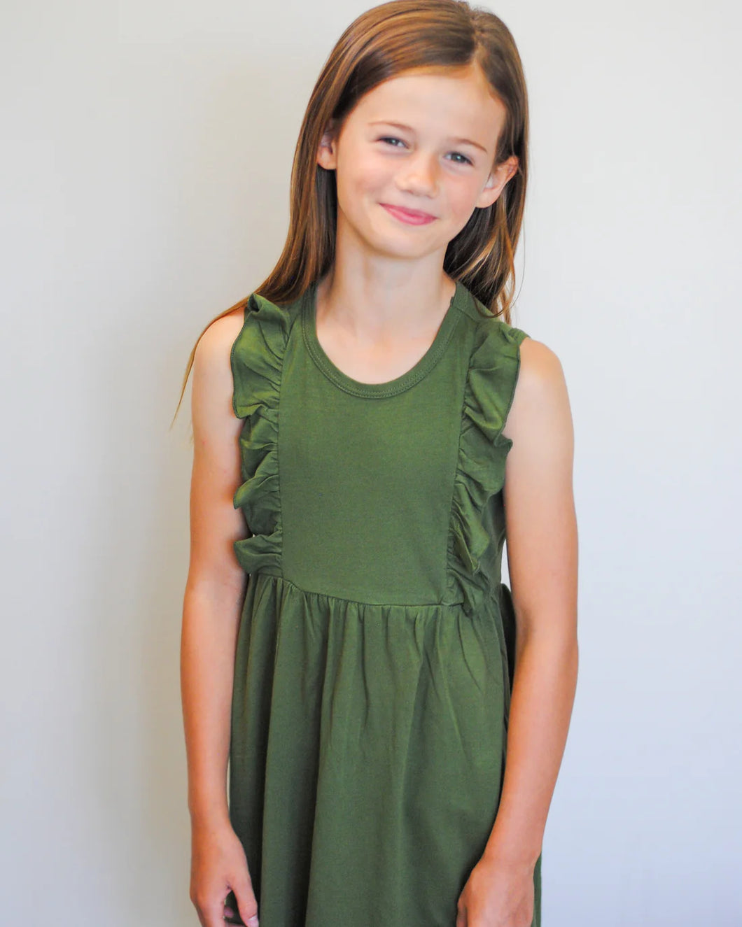 Hunter Green Top Ruffle Dress