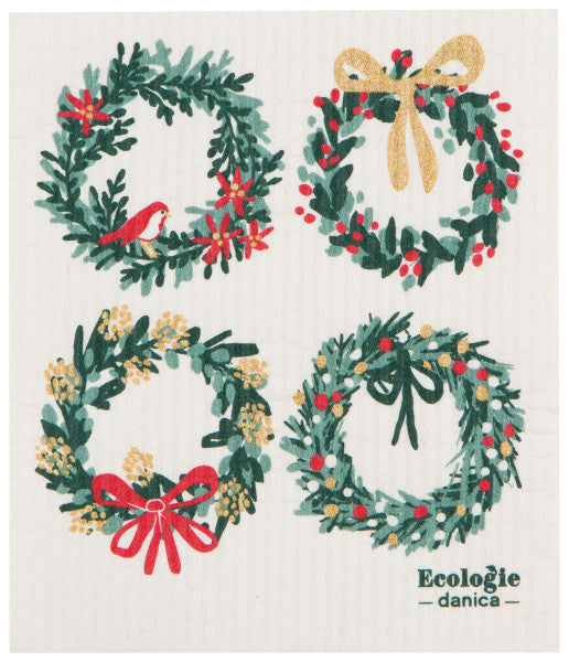Wreaths Christmas Swedish Dishcloth