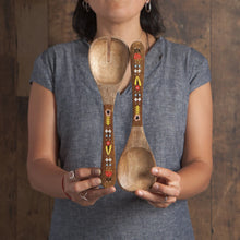 Floral Mango Wood Salad Servers