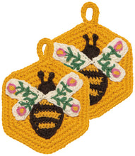 Bee Garden Crochet Dishcloths/Sponges -  Set of 2