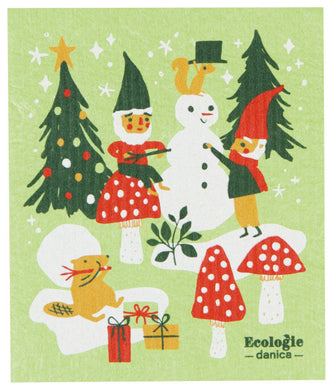 Gnomes for the Holidays Swedish Dishcloth
