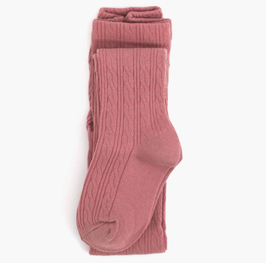 Old Rose Cable Knit Tights