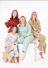 Women’s Cotton Pajama Set--Maroon Buds with Gold