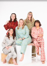 Women’s Cotton Pajama Set--Maroon Buds with Gold