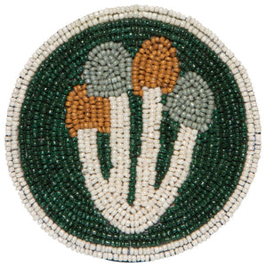 Hand-Beaded Mushroom Coasters (Set of 4)