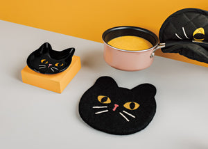 Black Cat Felt Wool Trivet