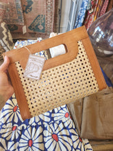 Rattan Clutch with Leather Trim