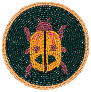 Hand-Beaded Beetle Coasters (Set of 4)