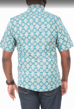 Men's Button Down Shirt— Blue Medallion