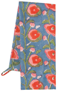 Poppy Block Printed Tea Towel