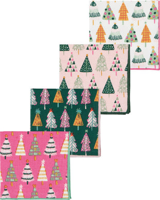 Glitzmas Trees Cloth Cocktail Napkins (Set of 4)