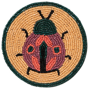 Hand-Beaded Beetle Coasters (Set of 4)