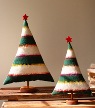 Felt Christmas Trees on Wood Bases (Set of 2)