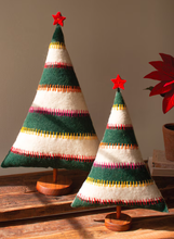 Felt Christmas Trees on Wood Bases (Set of 2)