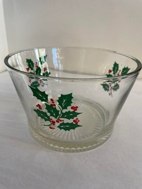 Vintage/Previously Adored Glass Holly Christmas Bowl