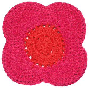 Handmade Poppy Crocheted Coasters (Set of 4)