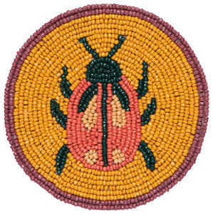 Hand-Beaded Beetle Coasters (Set of 4)