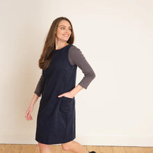 Eva Navy Corduroy Pinafore Dress