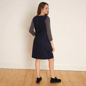 Eva Navy Corduroy Pinafore Dress