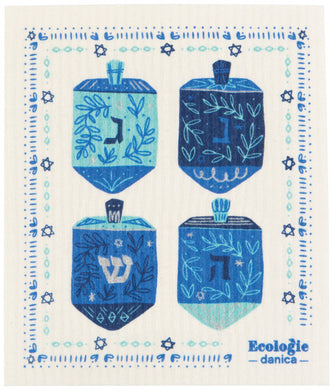 Dreidels Hanukkah Swedish Dishcloth