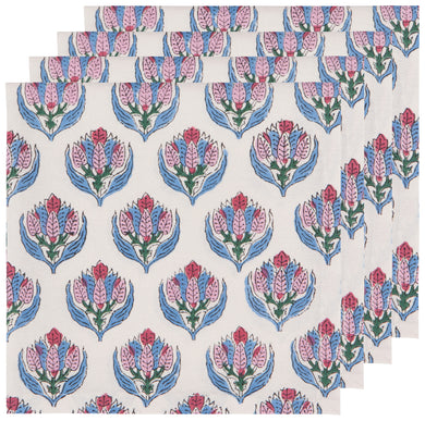 Bouquet Hand Block Printed Napkins (Set of 4)