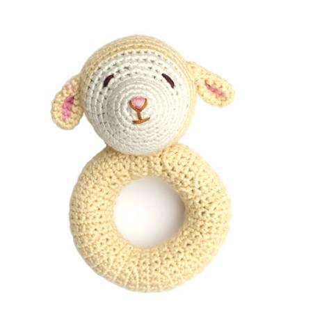 Lamb Ring Hand Crocheted Rattle