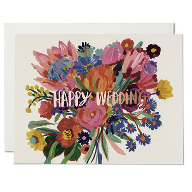Happy Wedding Flowers Greeting Card