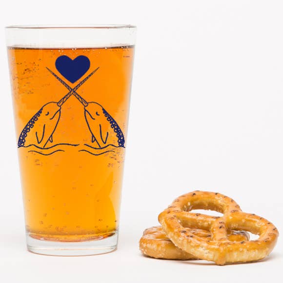Narwhals in Love Pint Glass