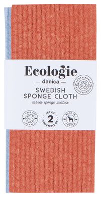 Rust & Sky Blue Set of 2 Swedish Dishtowels