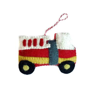 Fire Truck Felt Wool Ornament