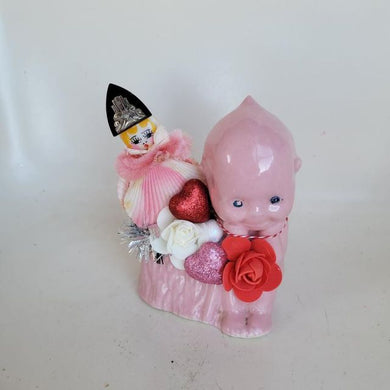 Vintage Pink Kewpie Planter Valentines Day Assemblage by Z Amore