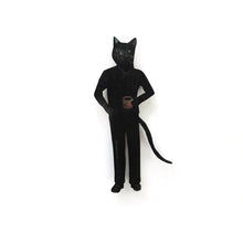 Black Cat Black Coffee Wood Magnet